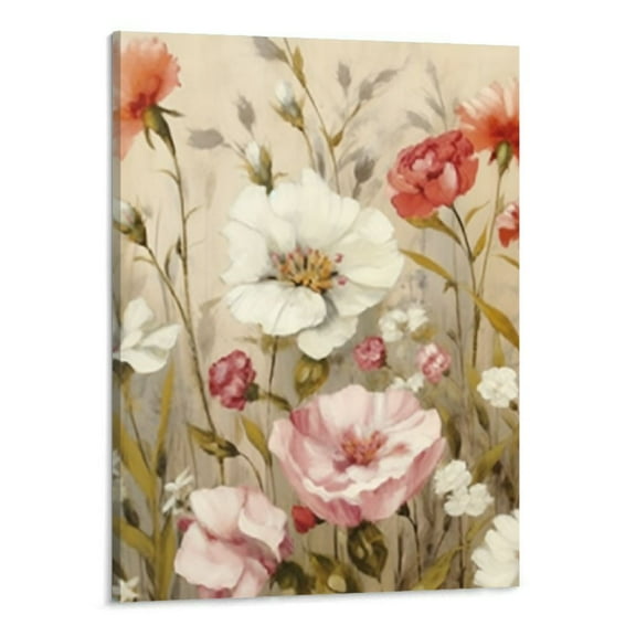Shiartex Flowers Wall Art White Floral Canvas Pictures Elegant Blossom Wall Decor Modern Flower Bedroom Living Room Wall Decoration Vintage Canvas Prints Flower Canvas Wall Hangings 16" x 20" in