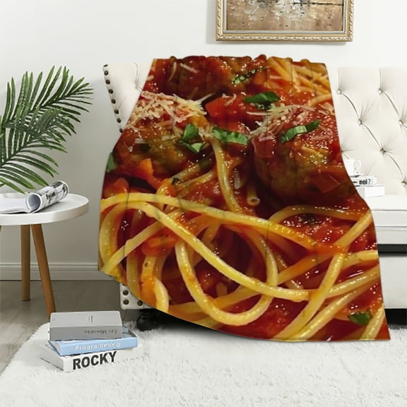Shiartex Food Tomato Spaghetti Blanket Cozy Soft Lightweight Flannel Throw Blanket for Bed Sofa Travel All Season Small  60x80in