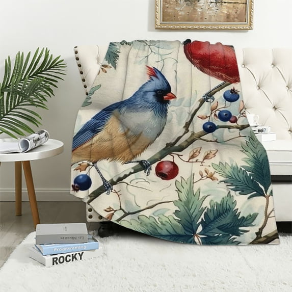 Shiartex Forest Bird Spring Blanket, Soft Blankets Flannel Bed Throw Cozy Lightweight Plush Gifts for Kids Boys Girls Women Men Sofa Couch Bedroom Living Rooms Warm All Season, Home Decor White