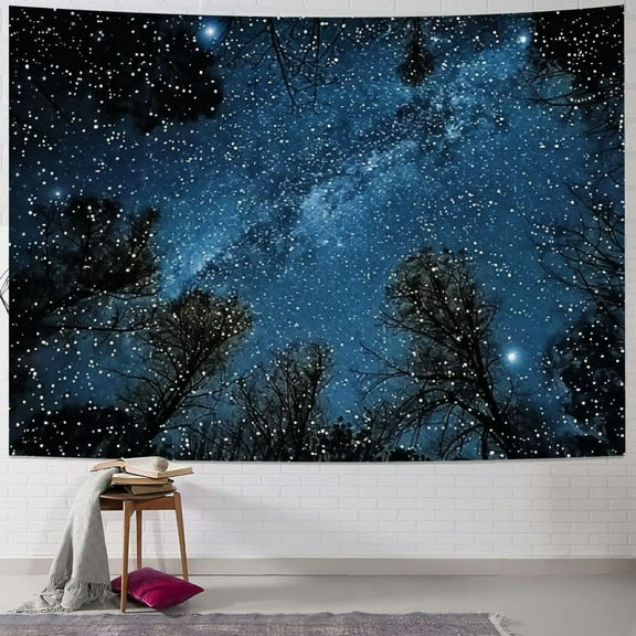 Shiartex  Forest Starry Wall Tapestry for Bedroom, Space 3D Starry Sky Night Room Decor Tapestries, Stars Trees Tapestry Aesthetic Backdrop Posters for Living Room Dorm Office 40x30inch