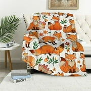 Shiartex Fox Blanket Gift - Cute Blankets for Girls & Boys - Orange Soft Fuzzy Throw for Couch, Office