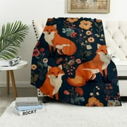 Shiartex  Fox Flannel Blanket, Soft Fuzzy Fox Printed Throw Blanket Comfortable Cute Fox Theme Blankets for Sofa Bed Car