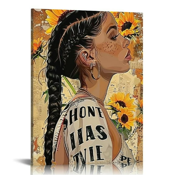 Shiartex Framed Black Women Girl Wall Art Teen Black Girl Pictures Black Girl Inspirational Poster African American Wall Art for Black Girls Bedroom Wall Decor Ready to Hang 16x20 in/12x16 in