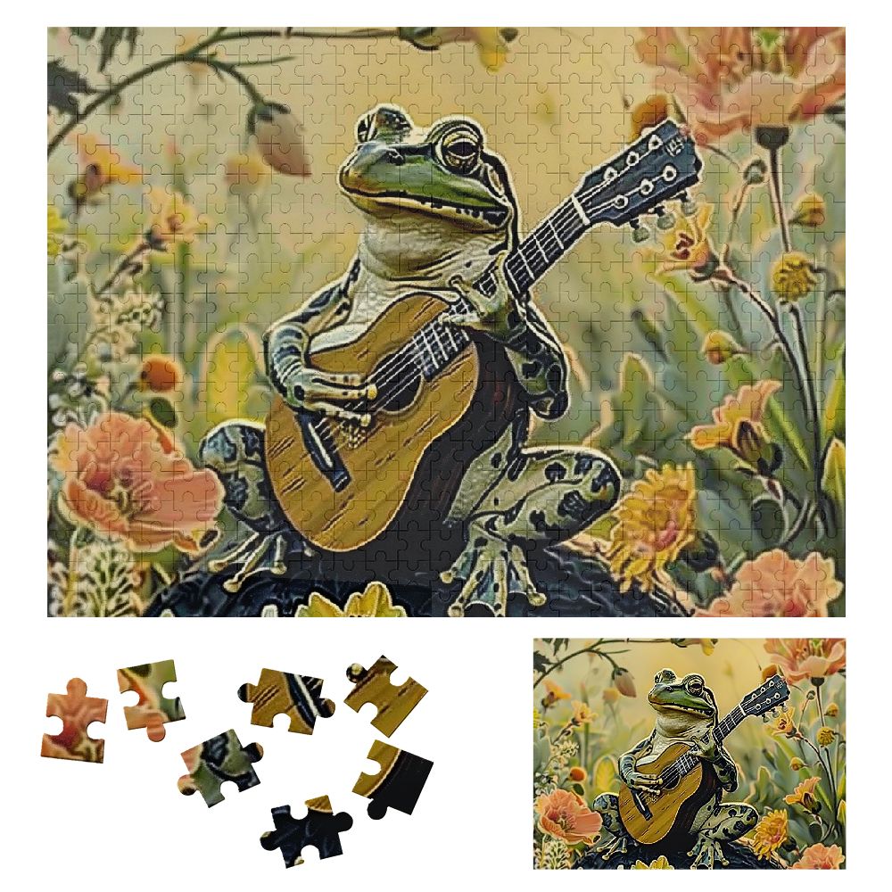 Shiartex Frog Guitar Flowers Wooden Jigsaw Puzzle for Adults and Kids ...