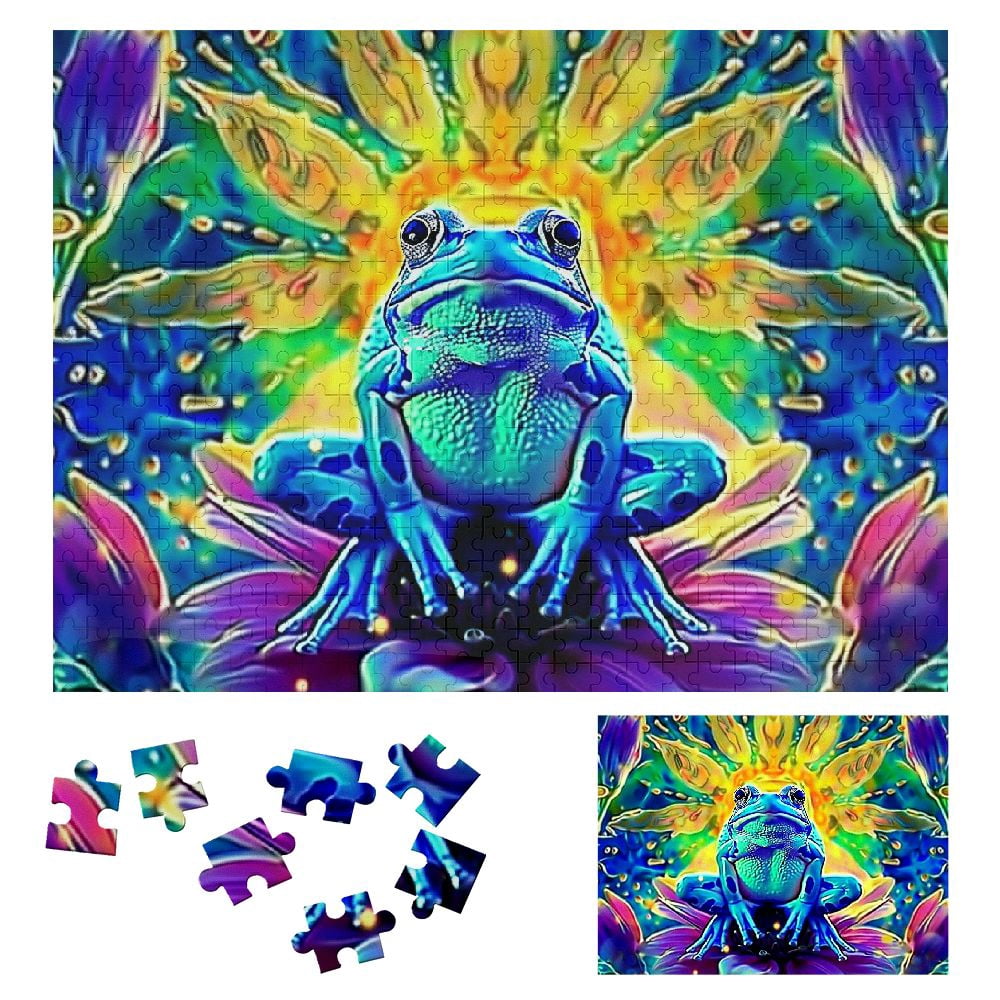 Shiartex Frog Sun Flower Wooden Jigsaw Puzzle for Adults and Kids ...