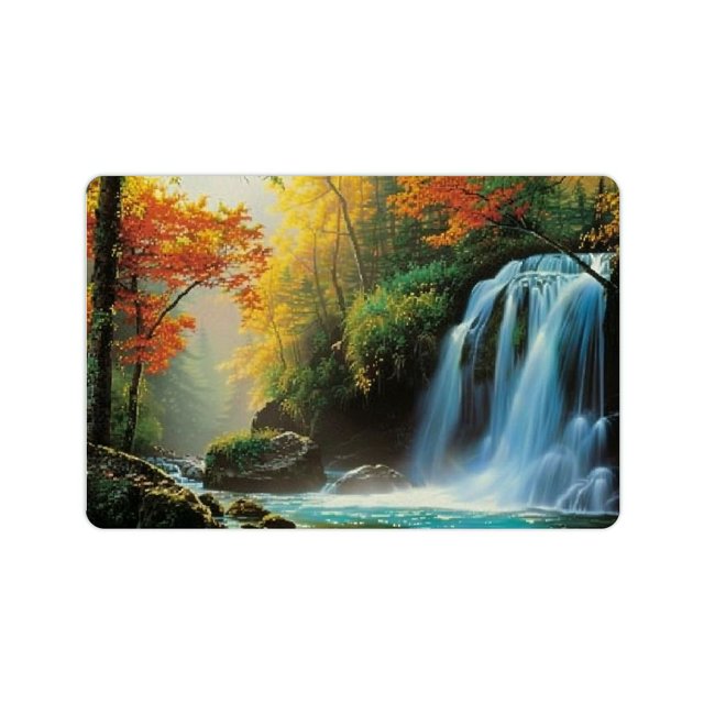 Shiartex Front Door Mat Outdoor Entrance Waterfall Forest Nature for Home with Non-Slip Bottom - Super Absorbent 24x16in