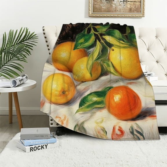Shiartex Fruits Table Cloth Impressionist Painting Soft Cozy Printed Blanket & Throw for All Seasons - Excellent Hand Feel Blanket 50x60in