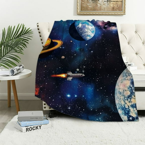 Shiartex  Galaxy Planet Blanket Gifts - Kids Boys Men Outer Space Universe Throw Blanket Soft Warm Blanket for Teens Teenagers Birthday Halloween Fathers Day 40x50in