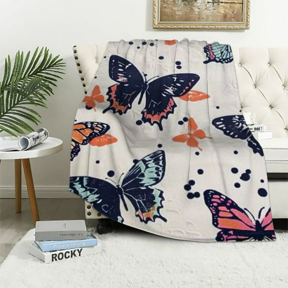 Shiartex Garden Purple Butterfly Throw Blanket Soft Blankets and Throws Lightweight Butterfly Gifts for Women Kids Girls Butterfly Lovers Gifts (Colorful Butterfly) 40x50in