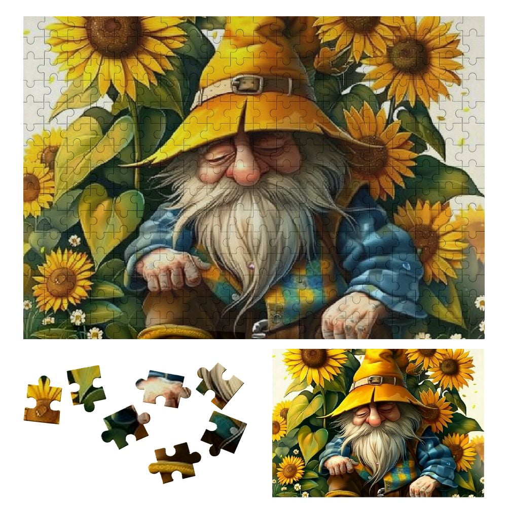 Shiartex Gnome Sunflowers Fantasy Art Wooden Jigsaw Puzzle for Adults ...