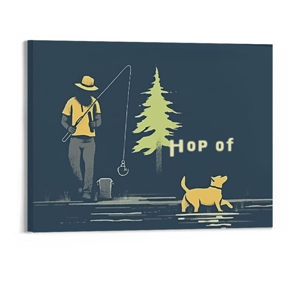 Shiartex Go Fishing Together Canvas Wall Art Picture 20x16in for Living Room Bedroom 20x16in