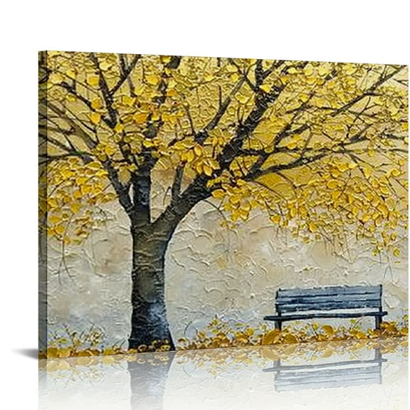 Shiartex Gold Tree of Life Canvas Wall Art For Living Room - Gallery Wrapped Oil Painting for Bedroom-Framed Wall Decoration for Office Kitchen 16x12in