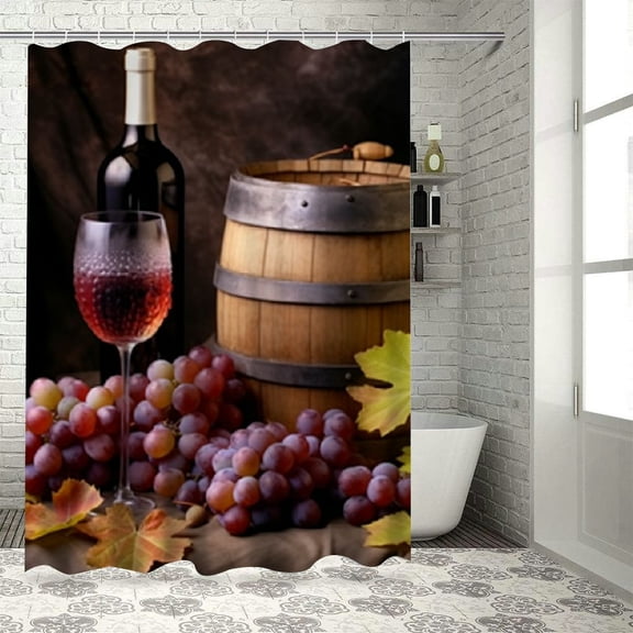 Shiartex Grapes Wine Pretty Shower Curtain 100% Polyester Fiber Chic Modern Bathroom Decor with Hooks 36x72