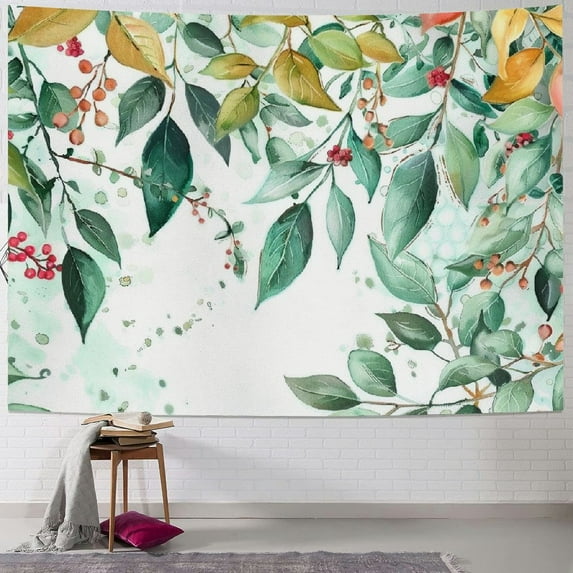 Shiartex Green Leaf Tapestry Eucalyptus Leaves Tapestry Tropical Plant Watercolor Leaf Spring Botanical Floral Tapestry Wall Hanging for Bedroom Living Room Dorm Wall Art Home Decor 40x30inch