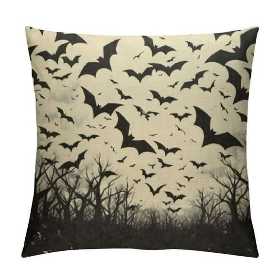 Shiartex Halloween Bat Pillow Covers Black Scary Pattern Print Halloween Decorations Decorative Throw Pillows Outdoor Holiday Farmhouse Pillowcase Cushion Cover Decor for Sofa Couch Bed 12x12in