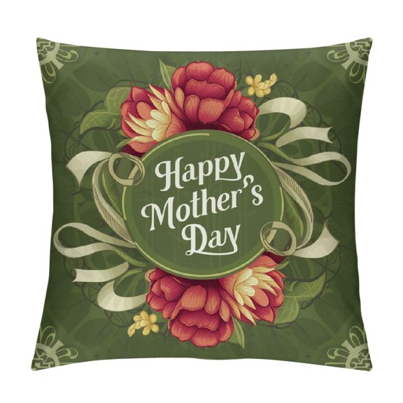 Shiartex  Happy Mother's Day Floral Wreath Throw Pillow Case,Mothers Gift Cushion Cover Decoration for Home