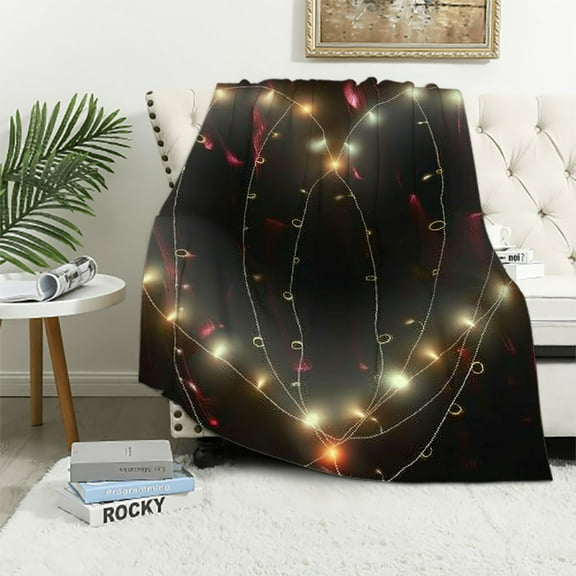 Shiartex Heart Shape String Lights Blanket Cozy Soft Flannel Throw Blanket for Bed Sofa Travel All Seasons Hand Feel Long-Lasting 40x50in