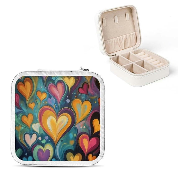 Shiartex Hearts Colors Bubbles Jewelry Box for Necklace Ring Earring Storage White