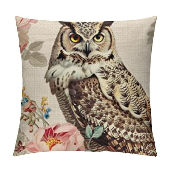 Shiartex Home Decor Lovely Animals Decorative Throw Pillow Covers Cute Owl with Flower Pillow Covers Square Cushion Case for Sofa Couch,