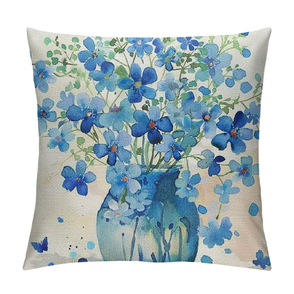 Shiartex Home Sweet Home Me Not Blue Throw Pillow Covers, Spring