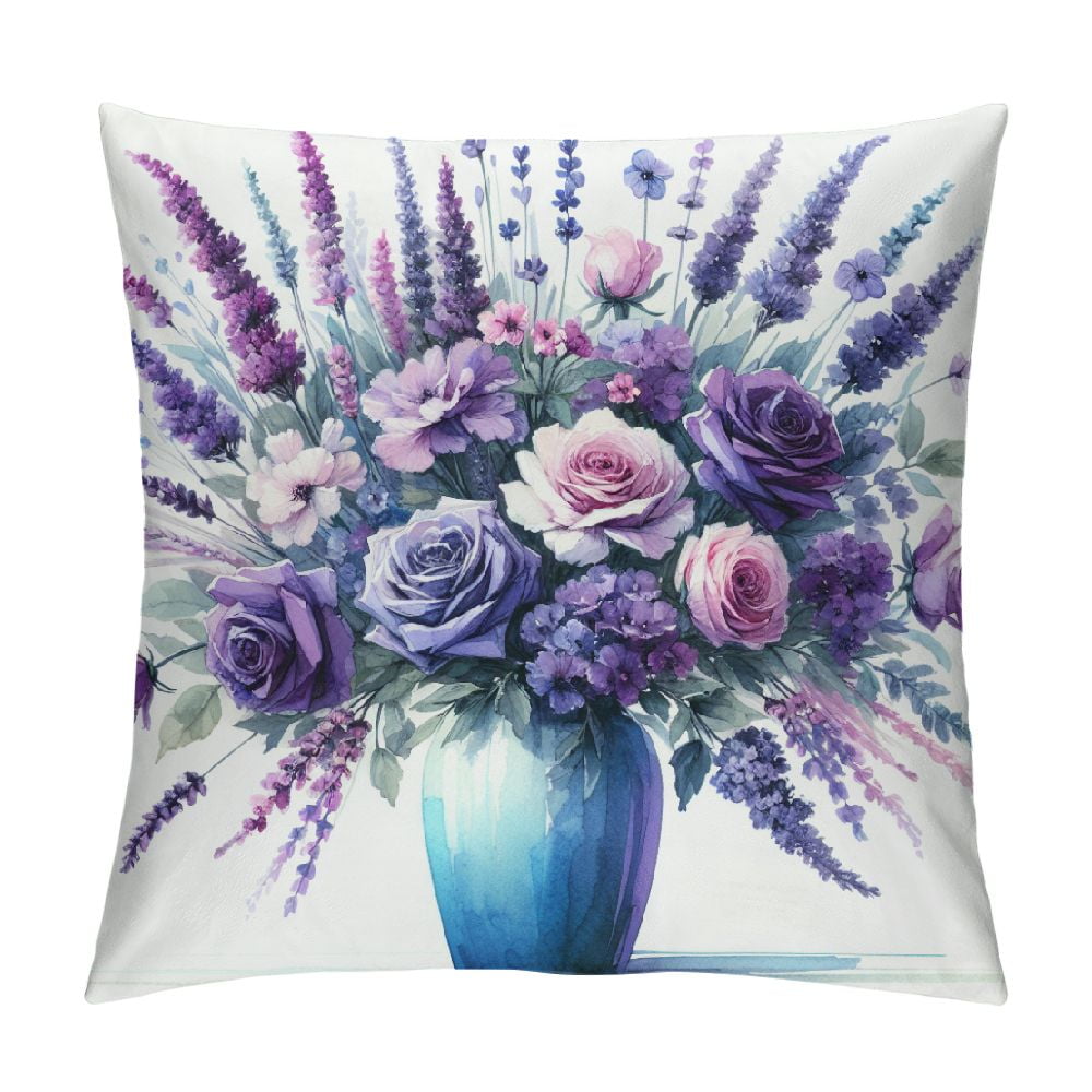 Shiartex Home Sweet Home Lavender Purple Throw Pillow Covers, Spring
