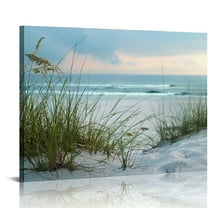 Shiartex  Home Wall Art Pictures Sunset View at Calm White Sandy Beach Canvas Hanging Prints for Living Room Office Walls 20x16in