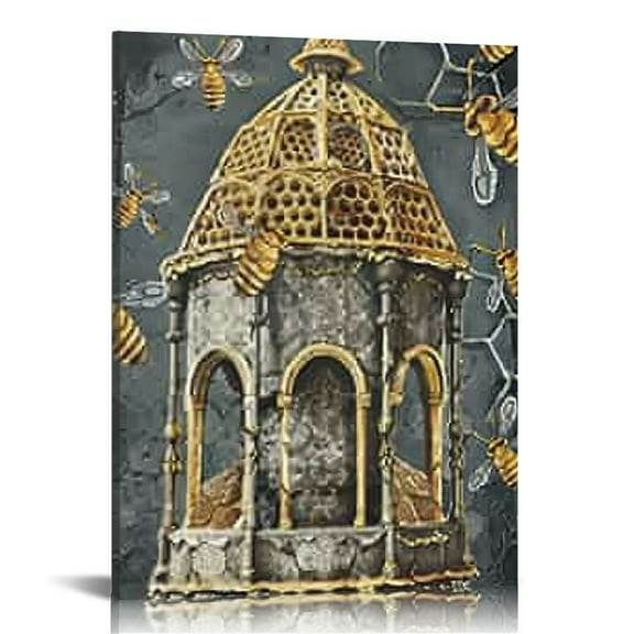 Shiartex  Honey Bee Canvas Wall Art Print Set, Bee Home Decor 16x20 in/12x16 in