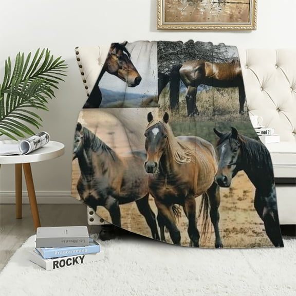 Shiartex Horse Blanket Gift for Girls Women,Horse Blanket Throw,Flannel Throw Blankets Soft Lightweight Blanket for Horse Lovers Decor Bed Sofa 40x50in