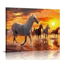 thumbnail image 1 of Shiartex Horse Sunset Large Wall Art Animal Running Horses Pictures Wall Decor Horse Mountain Canvas Painting Modern Artwork Home Decoration for Living Room Bedroom Office Framed 16x12in, 1 of 6