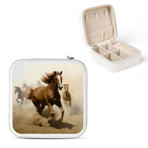 Shiartex Horses Theme Jewelry Box for Necklace, Ring, Earring Storage Organizer - Friendship Day Gifts White