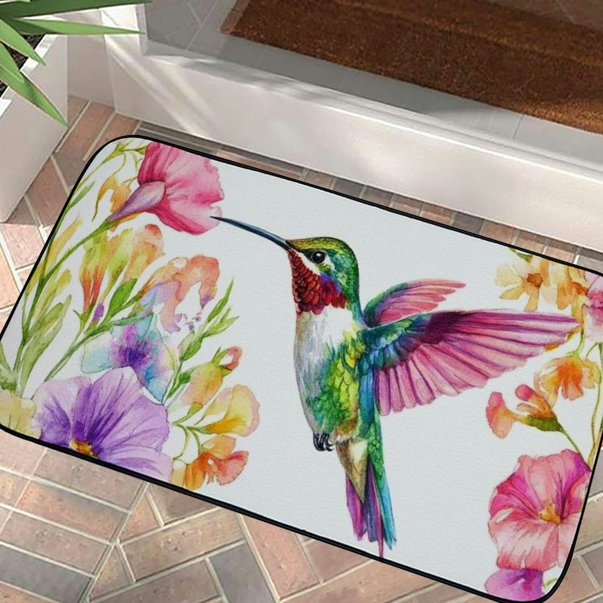 Hummingbird Welcome Mat Shiartex Hummingbird Flowers Floor Mat Entryway Hallway Felt for Home ...