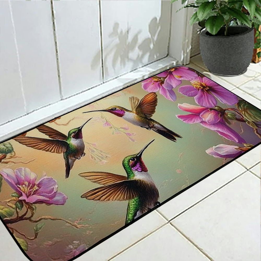 Hummingbird Welcome Mat Shiartex Hummingbirds Flowers Tree Floor Mat Entryway for Home Entrance ...