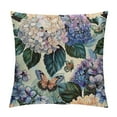 thumbnail image 1 of Shiartex  Hydrangea Flower Pillow Covers Spring Summer Throw Pillow CoversHome Sweet Home Butterfly Throw Pillow Case Blue Purple Floral Cushion Cover for Home Office Couch Sofa 24x24in, 1 of 5