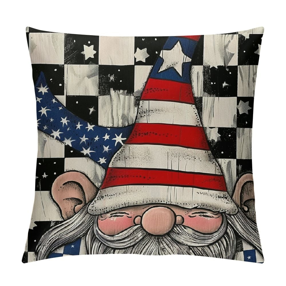 4th Of July Pillow Covers 18x18 Inch - Patriotic God Bless America Decor, Set Of 4 For Couch, Sofa, Home
