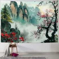 Shiartex  Japanese Tapestry, Cherry Blossom Tapestry, Asian Japanese Wall Tapestry, Nature Landscape Tapestries for Bedroom Living Room Home Decor 40x30inch