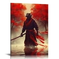 thumbnail image 1 of Shiartex Japanese Wall Art - Japanese Armored Samurai art Painting Anime Posters Wall Decor Home Red Plum Blossom Vintage Canvas Ocean Decor Modern Living Room Bedroom Artwork 16x20 in/12x16 in, 1 of 4