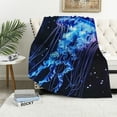 thumbnail image 1 of Shiartex Jellyfish Flannel Throw Blanket Throw All Season Bed Blanket for Sofa Sea Creature Underwater World Fuzzy Blanket Marine Life Sealife Blanket Black Room Decor Aquatic Animal 60x80in, 1 of 6