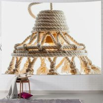 Shiartex  Jellyfish Wall Hanging, Art Decor Handmade Woven Boho Ornament Ocean Fish Wall Tapestry Macrame Hanger, for Office Bedroom Apartment Living Room Nursery Gallery (White) 40x30inch