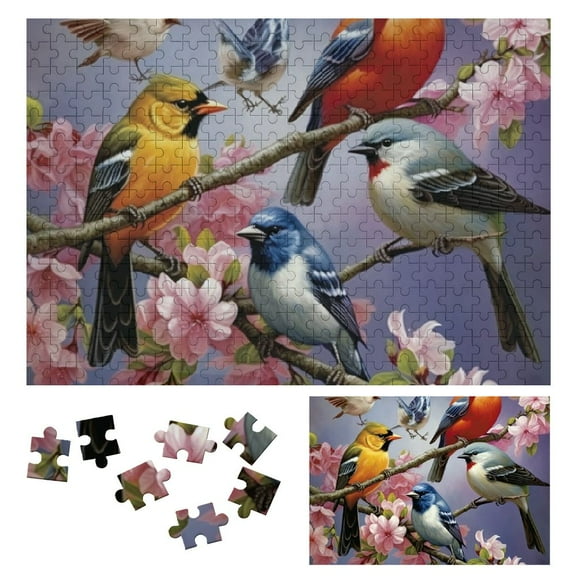 Shiartex Jigsaw Puzzle for Adults- Birds On A Flowering Branch - Bluebird Hummingbird Flowers Jigsaw 300 PCS