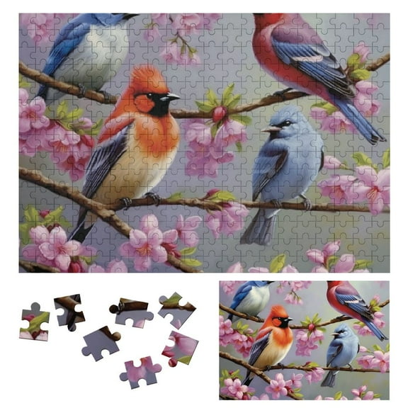 Shiartex  - Jigsaw Puzzle for Adults - Birds On A Flowering Branch - flowers bloom branch hummingbirds Spring tree animal Jigsaw 300 PCS