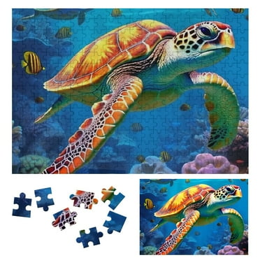 Shiartex Jigsaw Puzzle for Adults -Sea Turtle jigsaw Puzzles Puzzles for Adults-The Underwater world Finished 300 PCS