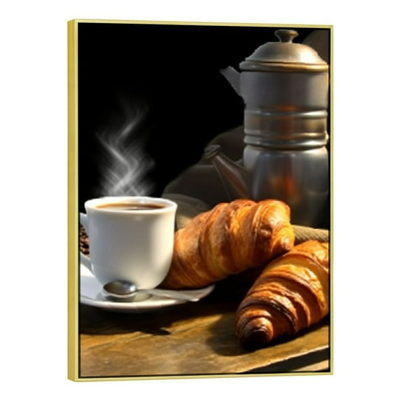 Shiartex Kitchen Canvas Wall Art Coffee and Red Wine Paintings Vintage Farmhouse Pictures Bread Fruit Artwork Prints Framed for Dinning Room Bar Home Wall Decor Ready to Hang 12x16in/16x20in