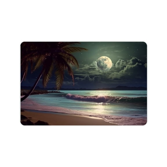 Shiartex Kitchen Floor Mat Absorbent Diatom Mud Dog Doormat Palm Tree Moonlight Stylish Welcome Entrance Outside Entry 24x16in