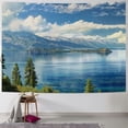 thumbnail image 1 of Shiartex  Landscape Tapestry , Aerial Image of Majestic Lake Above Trees and Mountain in The Horizon, Wall Hanging Wall Decor,White Green Painting, 1 of 6