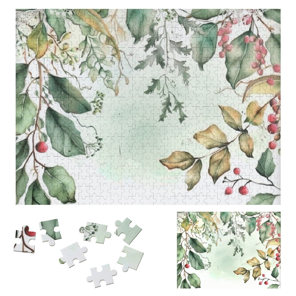 Shiartex Leaves Berries Lace Print Wooden Jigsaw Puzzle for Adults and ...