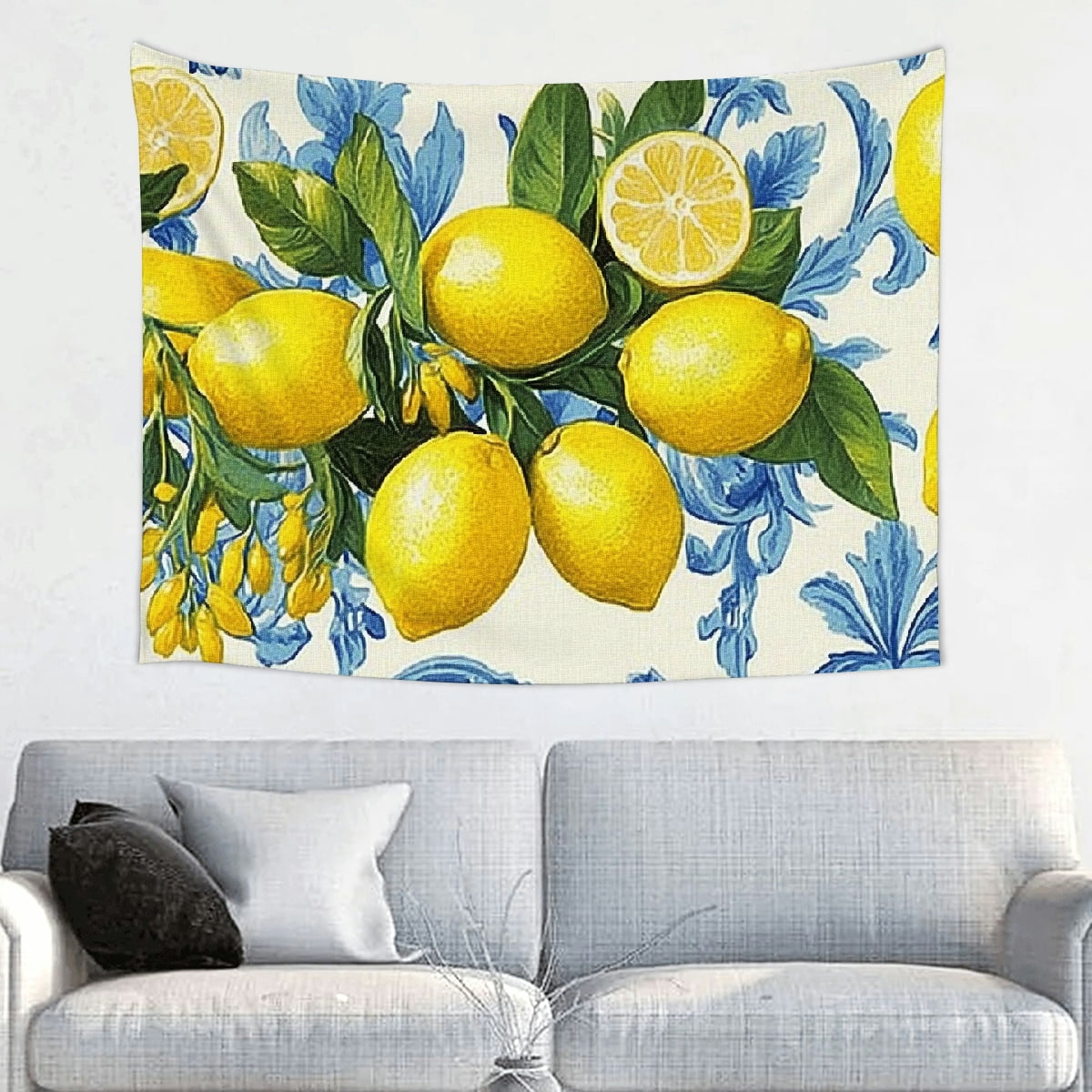 Shiartex Lemons Floral Design Yellow Wall Art Tapestry 100% Polyester ...