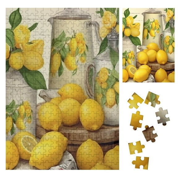 Shiartex Lemons Lemonade Table Wooden Jigsaw Puzzle for Adults Challenging Difficult Wood Puzzle Gift for Family Friends 300PCS