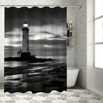 Shiartex Lighthouse Beach Cloudy Sky Pretty Shower Curtain 100% Polyester Fiber Bathroom Decor with Hooks 36x72