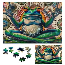 Shiartex Lotus Position Psychedelic Art Wooden Jigsaw Puzzle, Impossible Hard Challenge for Adults, Gift for Family Friends 300 PCS