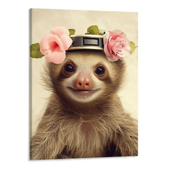 Shiartex Lovely Sloth Canvas Wall Art Picture 16x20in for Home Office Decor 16x20in